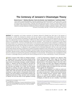 The Centenary of Janssens's Chiasmatype Theory