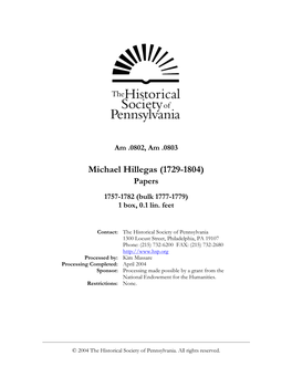 Michael Hillegas (1729-1804) Papers