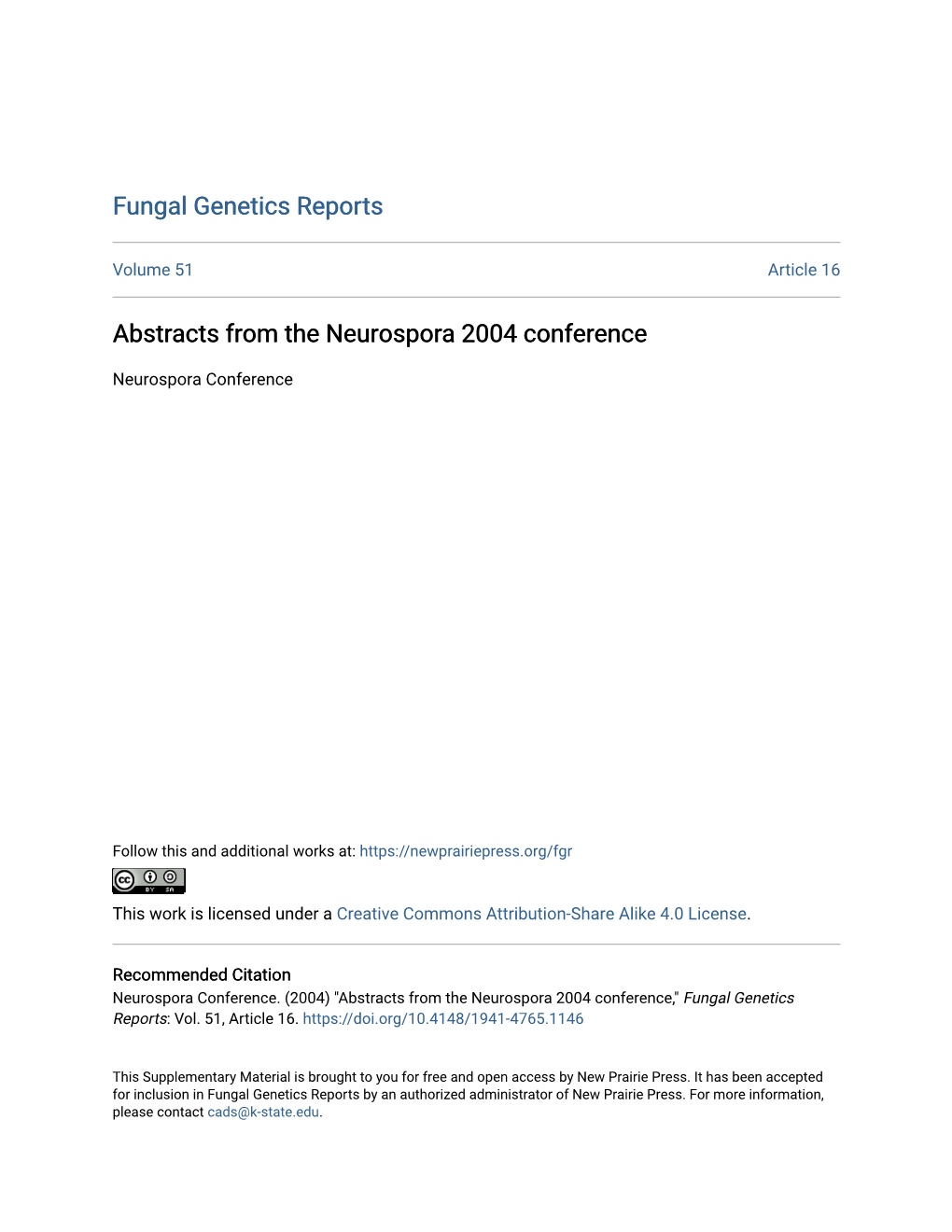 Neurospora 2004 Conference