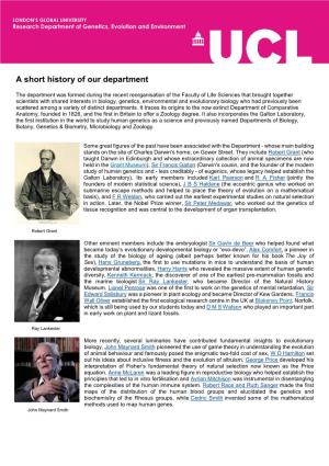 A Short History of Our Department