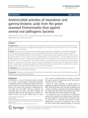Antimicrobial Activities of Stearidonic and Gamma-Linolenic Acids