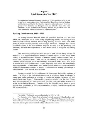 Chapter 3 Establishment of the FDIC