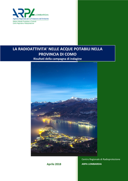 La Radioattivita' Nelle Acque Potabili Nella Provincia Di