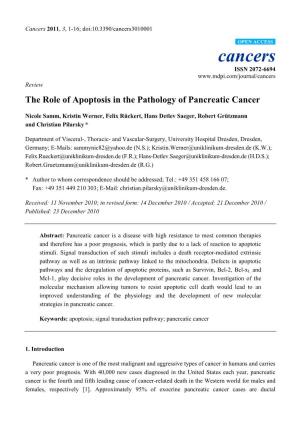 The Role of Apoptosis in the Pathology of Pancreatic Cancer