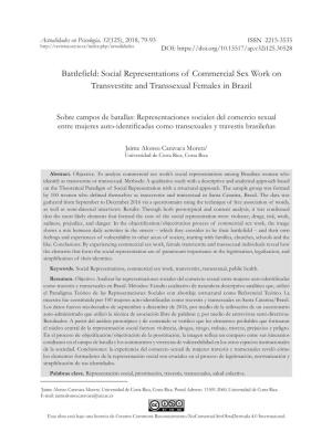 Social Representations of Commercial Sex Work on Transvestite and Transsexual Females in Brazil