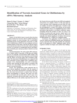 Identification of Necrosis-Associated Genes in Glioblastoma by Cdna Microarray Analysis