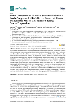 Suppressed KRAS-Driven Colorectal Cancer and Restored Muscle Cell Function During Cancer Progression