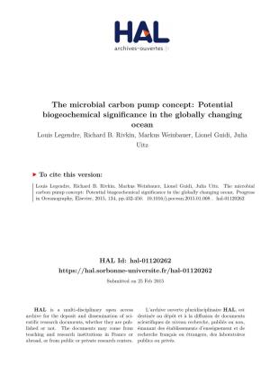 The Microbial Carbon Pump Concept: Potential Biogeochemical Significance in the Globally Changing Ocean Louis Legendre, Richard B