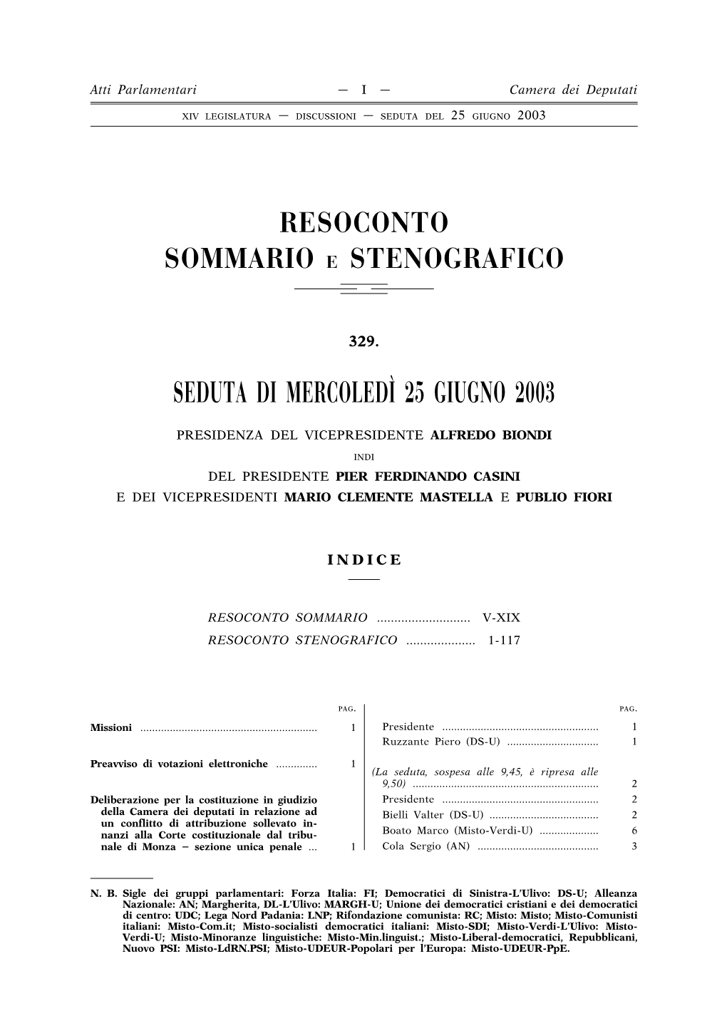 Seduta Di Mercoledi`25 Giugno 2003