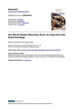 We All Global Historians Now? an Interview with David Armitage