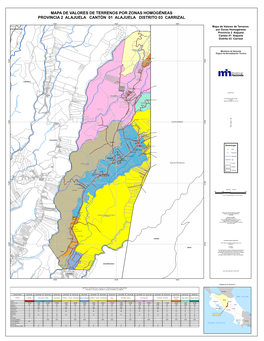 Mapa De Valores De Terrenos Por Zonas Homogéneas Provincia 2 Alajuela Cantón 01 Alajuela Distrito 03 Carrizal