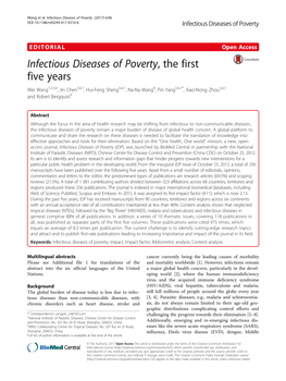 Infectious Diseases of Poverty, the First Five Years