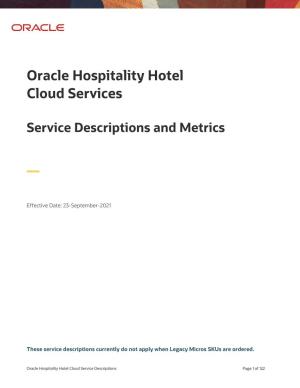 Hospitality Cloud Service Descriptions