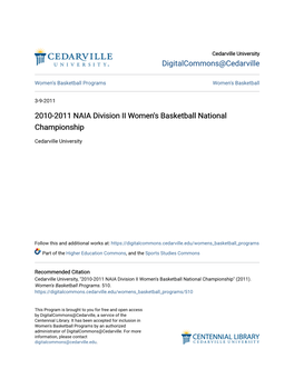 2010-2011 NAIA Division II Women's Basketball National Championship