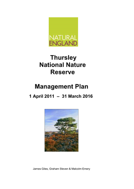 Thursley Nature Reserve Management Plan
