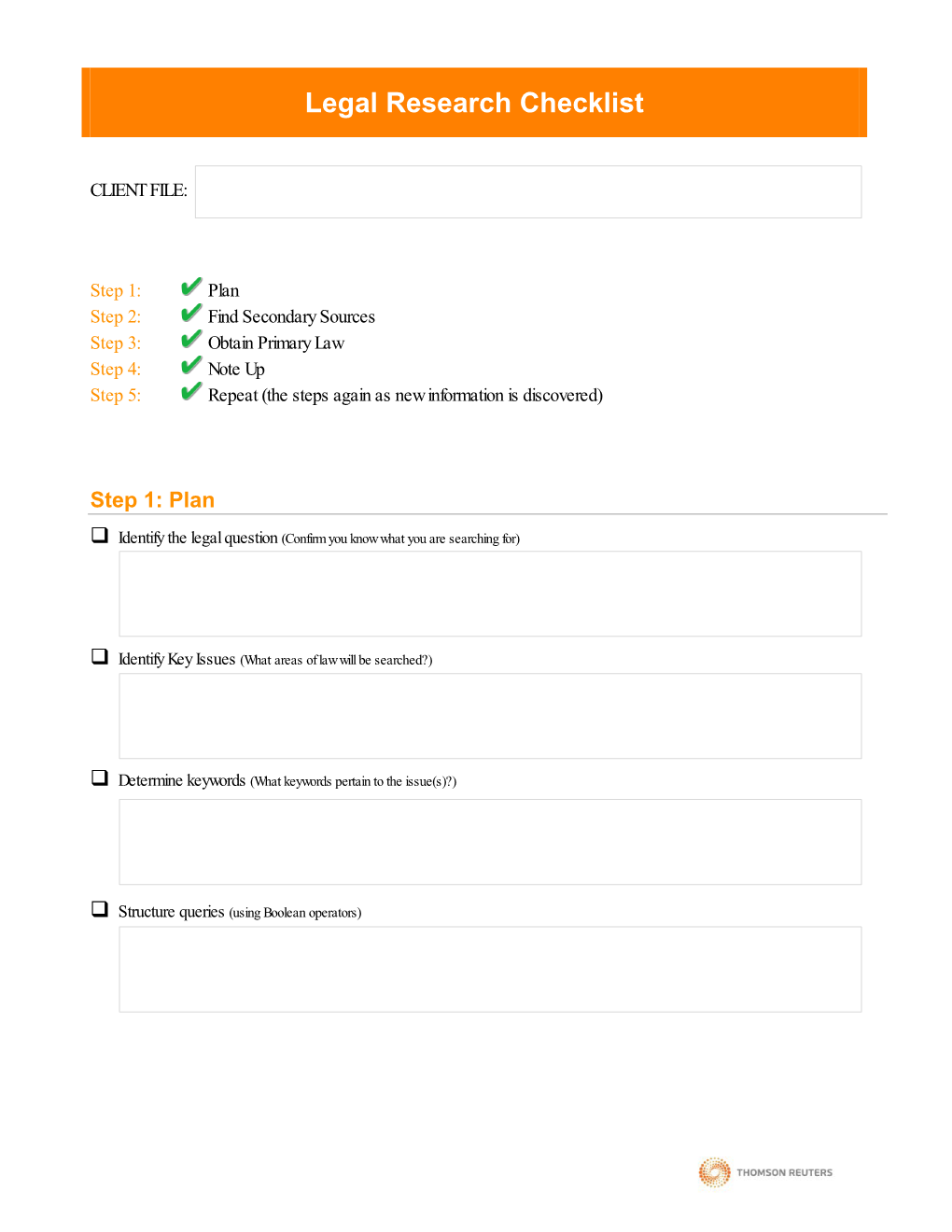 Legal Research Checklist