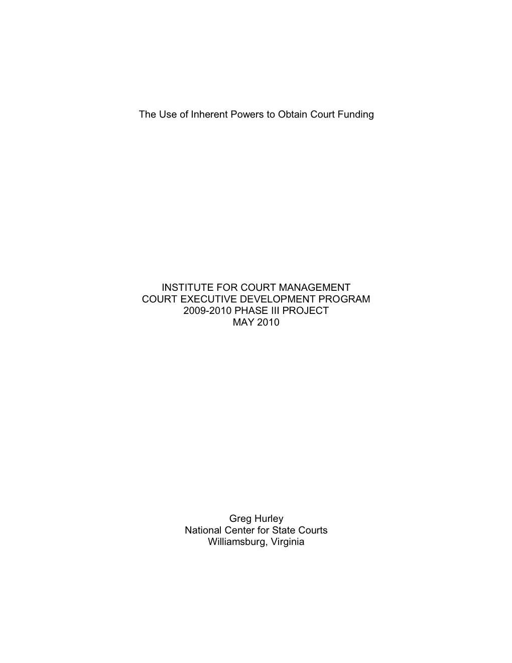 Inherent Powers to Obtain Court Funding