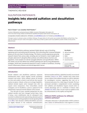 Insights Into Steroid Sulfation and Desulfation Pathways