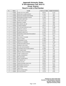 'A' Unit Result 2012-13(Science)R.XLS