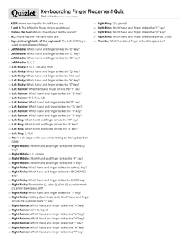 Print › Keyboarding Finger Placement Quiz | Quizlet