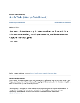 Synthesis of Aza-Heterocyclic Monoamidines As Potential DNA Minor Groove Binders, Anti-Trypanosomals, and Boron Neutron Capture Therapy Agents