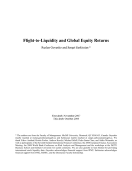 Flight-To-Liquidity and Global Equity Returns