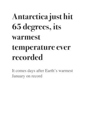 Antarctica Just Hit 65 Degrees, Its Warmest Temperature Ever Recorded
