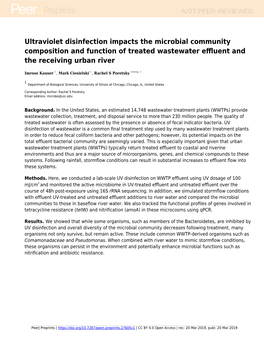 Ultraviolet Disinfection Impacts the Microbial Community Composition and Function of Treated Wastewater Eﬄuent and the Receiving Urban River
