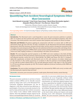 Quantifying Post-Accident Neurological Symptoms Other Than