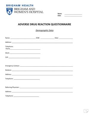 Adverse Drug Reaction Questionnaire