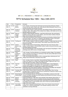 TPTV Schedule Nov 18Th – Nov 24Th 2019