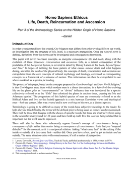 Homo Sapiens Ethicus Life, Death, Reincarnation and Ascension