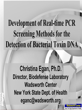 Development of Real-Time PCR Screening Methods for the Detection of Bacterial Toxin DNA