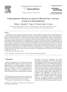 P-Glycoprotein Selection in Strains of Haemonchus Contortus Resistant to Benzimidazoles William J