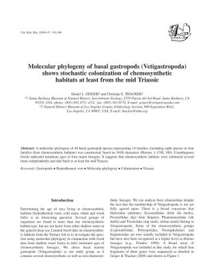 Molecular Phylogeny of Basal Gastropods (Vetigastropoda) Shows Stochastic Colonization of Chemosynthetic Habitats at Least from the Mid Triassic