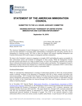 Statement of the American Immigration Council