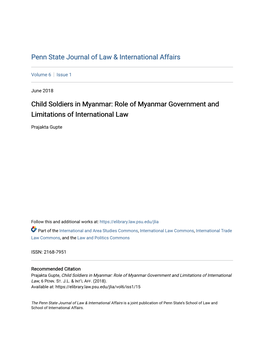 Child Soldiers in Myanmar: Role of Myanmar Government and Limitations of International Law