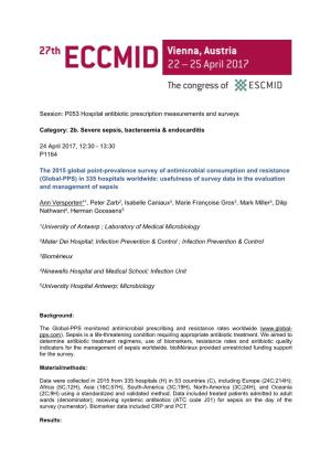 (Global-PPS) in 335 Hospitals Worldwide: Usefulness of Survey Data in the Evaluation and Management of Sepsis