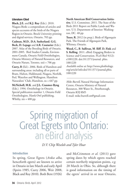 Spring Migration of Great Egrets Into Ontario: an Ebird Analysis