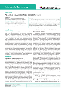Anaemia in Alimentary Tract Disease