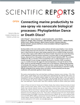 Connecting Marine Productivity to Sea-Spray Via Nanoscale Biological