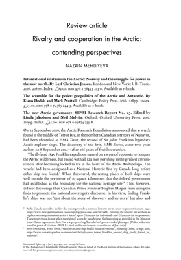 Review Article Rivalry and Cooperation in the Arctic: Contending Perspectives