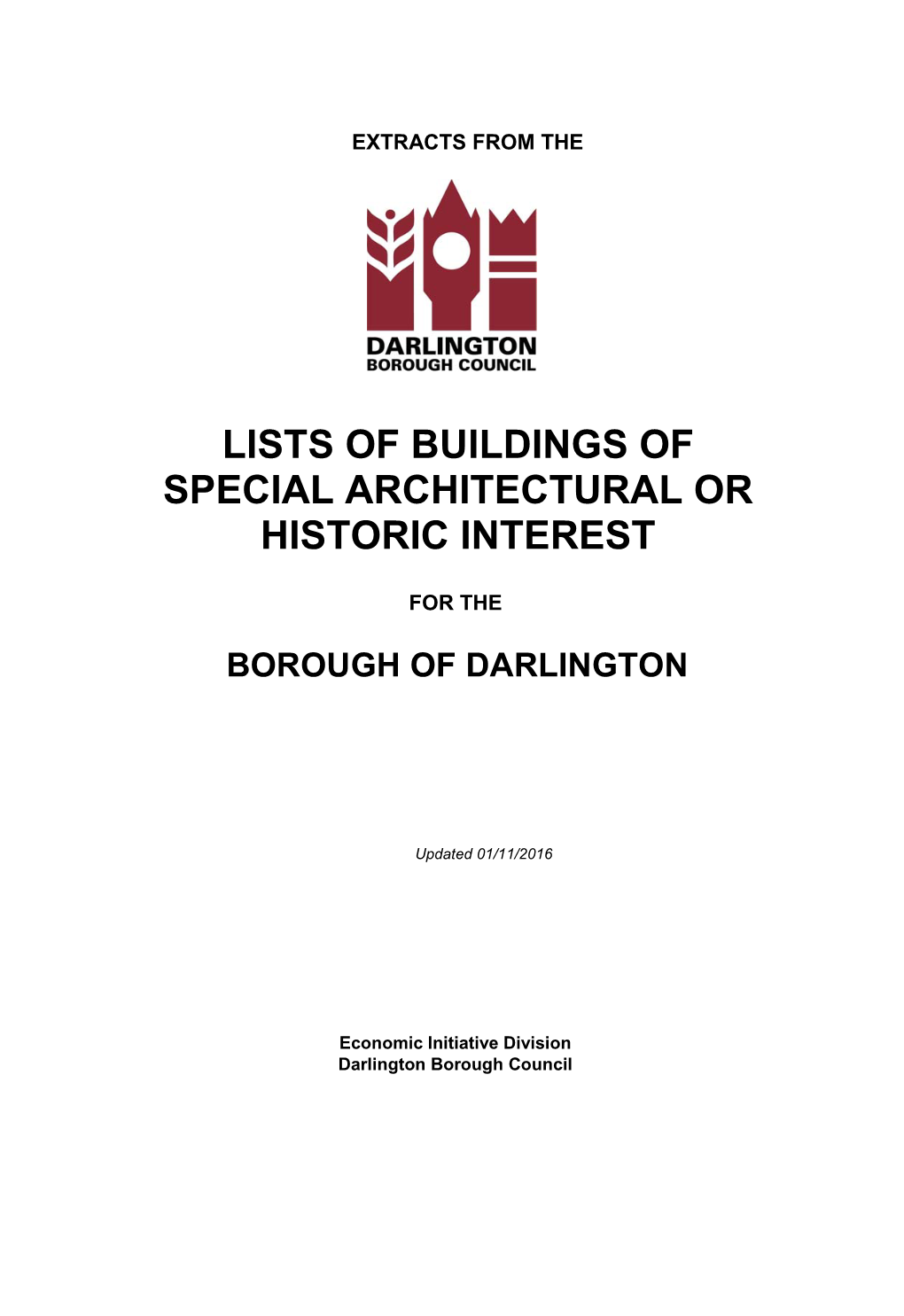 Borough of Darlington Listed Buildings