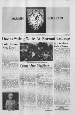 Doors Swing Wide at Normal College Lola Lohse 182 Students Take Classes New Dean the Normal College Doors Had to Mrs
