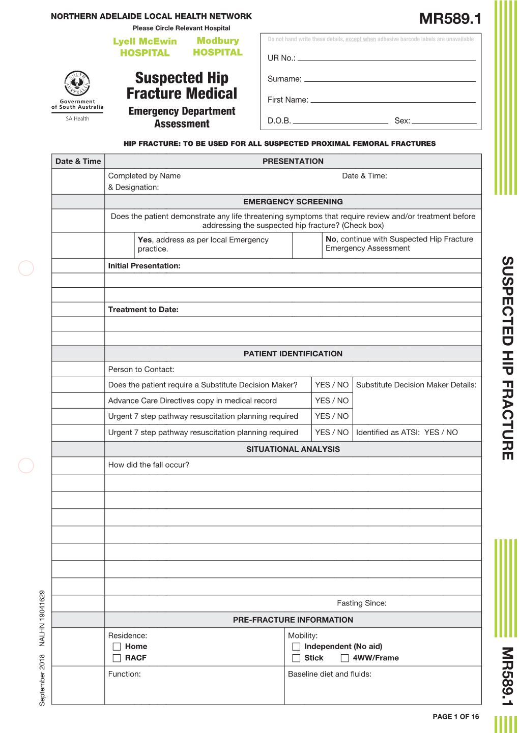 Suspected Hip Fracture Emergency Department Assessment (2018)