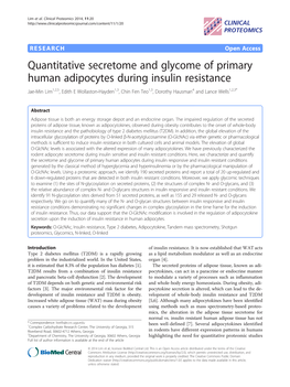 Quantitative Secretome and Glycome of Primary Human Adipocytes During
