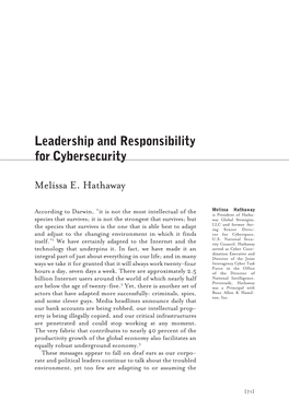 Leadership and Responsibility for Cybersecurity