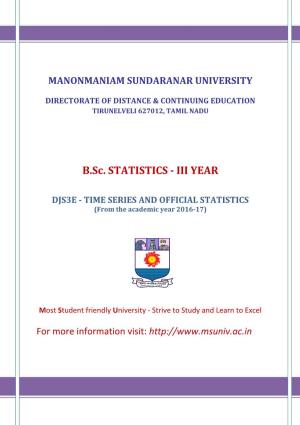 B.Sc. STATISTICS - III YEAR