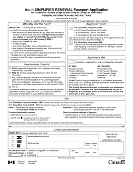 Adult SIMPLIFIED RENEWAL Passport Application