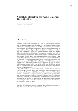 A BDDC Algorithm for Weak Galerkin Discretizations